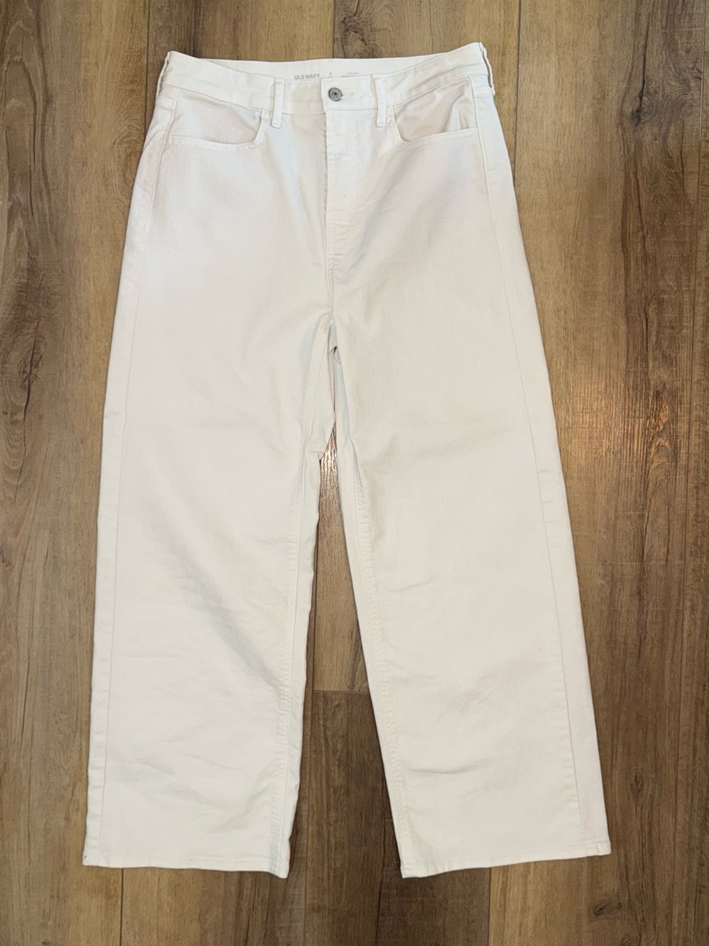 Old Navy White WOW High Rise Wide Leg Crop Cut Jeans